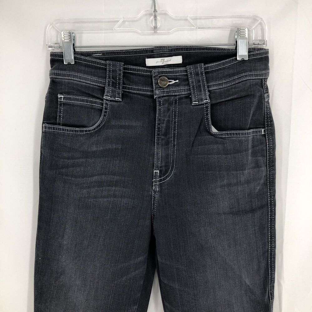 7 For All Mankind Skinny High Rise Gray White Stitching Denim Jeans 27 (28x28)